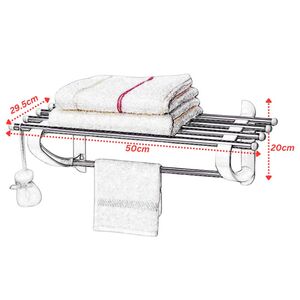 PRIMANOVA Ραφιέρα Μπάνιου για Πετσέτες 50x29.5x20cm Αλουμίνιο-Πλαστικό 0.58kg Λευκή