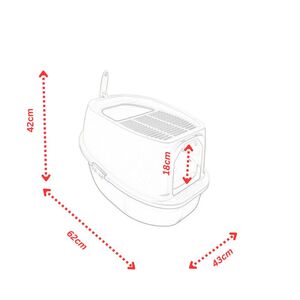 VESTA Τουαλέτα Γάτας Κλειστή 43x62x42cm Πλαστική με Φτυαράκι 1.69kg Λευκό - Γκρι