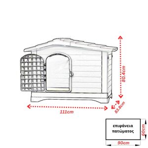 Σπίτι Σκύλου XLARGE 111x83.8x80.4cm με Πορτάκι Ασφαλείας και Ανοιγόμενη Πλευρά 15.6kg Λευκό Πάγου-Γκρί VESTA
