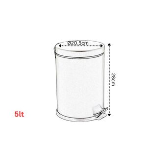 VESTA Κάδος Μπάνιου 5lt με Πεντάλ Ø20.5x28cm Μεταλλικός Γκρι
