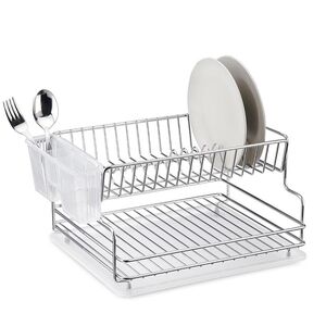 TEKNO-TEL Πιατοθήκη Στεγνωτήριο ΙΝΟΧ (Ανοξείδωτο Ατσάλι) 2όροφο 41x30x21cm  Βάρος 1.71kg 17 Θέσεις Πιάτων με Θήκη και Δίσκο