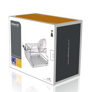 TEKNO-TEL Πιατοθήκη Στεγνωτήριο ΙΝΟΧ (Ανοξείδωτο Ατσάλι) 2όροφο 41x30x21cm  Βάρος 1.71kg 17 Θέσεις Πιάτων με Θήκη και Δίσκο