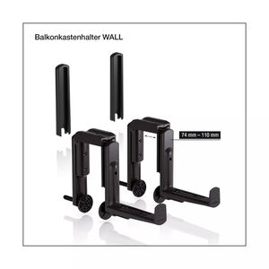 LECHUZA Wall Βάση Τοποθέτησης Μπαλκονιού/Τοίχου ΣΕΤ 2 Τεμάχια για Ζαρντινιέρες BALCONERA Μαύρη MAX Αντοχή 35kg