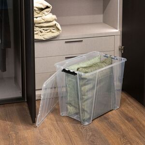 Dea Home Italy Κουτί Αποθήκευσης 57x39x47cm Πλαστικό 70lt Διάφανο Με Κλιπς