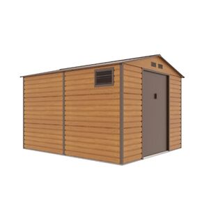 STEELEN Μεταλλική Αποθήκη Κήπου-Σπιτάκι Κήπου 340x382x226cm (11.2'x12.5') 12.3m² Γαλβανιζέ με Παράθυρο EVAN PLUS G Χρώμα απομίμησης Ξύλου/Καφέ
