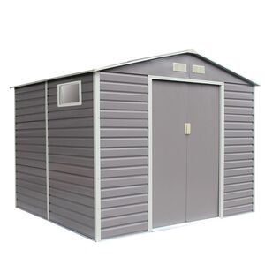 STEELEN Μεταλλική Αποθήκη Κήπου-Σπιτάκι Κήπου 277x255x219cm (9.1'x8.4') 6.5m² Γαλβανιζέ με Παράθυρο EVAN PLUS D Γκρι Καφέ