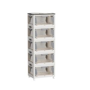 VESTA Διάφανη Πλαστική Συρταριέρα/Τροφοθήκη 5όροφη 52.5x36x140.5cm 11.05kg με Ροδάκια Λευκό