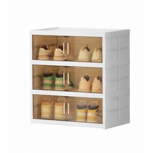 VESTA Παπουτσοθήκη 3όροφη 46x35x56cm 3.6kg με Ημιδιάφανα Πορτάκια Λευκό