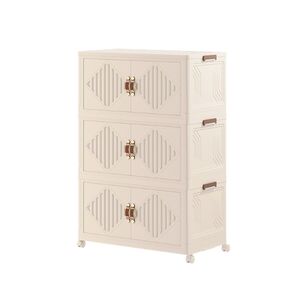 VESTA Πλαστική Ντουλάπα Αποθήκευσης/ Συρταριέρα 3όροφη 60x34x102cm 5.8kg με Ροδάκια - Λευκό του Πάγου