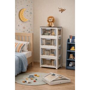 VESTA Διάφανη Πλαστική Συρταριέρα/Τροφοθήκη 4όροφη 52.5x36x112.5cm 9.2kg με Ροδάκια Λευκό