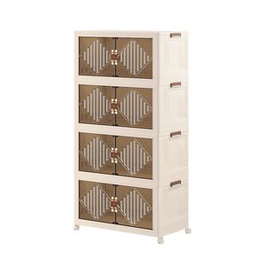 VESTA Πλαστική Ντουλάπα Αποθήκευσης 4όροφη 70x41x151cm 10.7kg με Διάφανα Πορτάκια και Ροδάκια