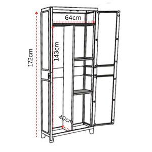 TOOMAX Ιταλίας PRIME Πλαστική Ντουλάπα 66x40x172cm 10.9kg με Χώρισμα-5 Χώρους και Πόδια MAX Αντοχή 15kg Ανθρακί -Γκρι