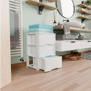 ARTPLAST Ιταλίας Συρταριέρα Πλαστική 3όροφη 39x38.5x61cm RATTAN HARMONY  Λευκή