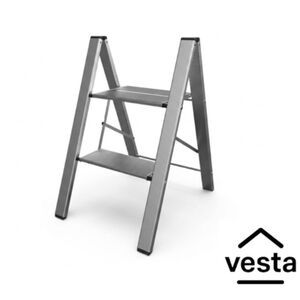 VESTA Σκαλοσκαμπό Αλουμινίου 39x52.6x62.4cm με 2 Σκαλιά MAX Αντοχή Βάρους 150kg Βάρος 2.2kg Ασημί