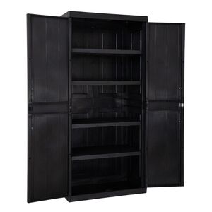 TOOMAX Ιταλίας GARAGE MEGA Πλαστική Ντουλάπα 89x54x190cm kg με 4 ράφια 5 Χώρους MAX Αντοχή 220kg BLACK Πιστοποίηση TUV/GS FASHION