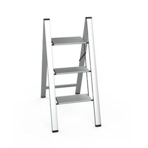 VESTA Σκαλοσκαμπό Αλουμινίου 39x69.7x85cm με 3 Σκαλιά MAX Αντοχή Βάρους 150kg Βάρος 2.7kg Ασημί