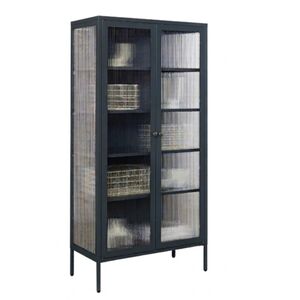 STEELEN COLOR Μεταλλική Ντουλάπα 90x55x190cm Πάχους 0.8mm Εσωτερικού Χώρου με Τζάμι και Πόδια  Slate Grey