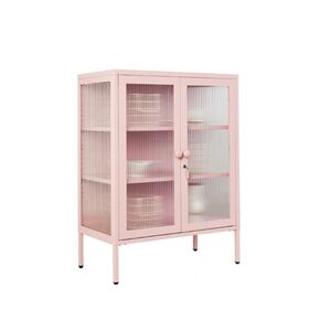 STEELEN COLOR Μεταλλική Ντουλάπα 100x40x70cm Πάχους 0.8mm Εσωτερικού Χώρου με Τζάμι και Πόδια Baby Pink