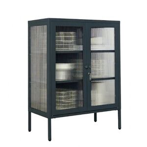 STEELEN COLOR Μεταλλική Ντουλάπα 80x40x90cm Πάχους 0.8mm Εσωτερικού Χώρου με Τζάμι και Πόδια Slate Grey