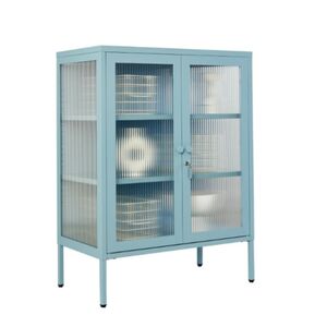 STEELEN COLOR Μεταλλική Ντουλάπα 100x40x70cm Πάχους 0.8mm Εσωτερικού Χώρου με Τζάμι και Πόδια Baby Blue