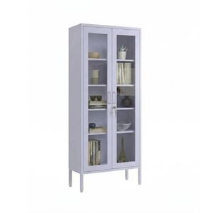 STEELEN COLOR Μεταλλική Ντουλάπα - Βιβλιοθήκη  80x35x190cm Πάχους 0.8mm Εσωτερικού Χώρου με Τζάμι και Πόδια Lilac