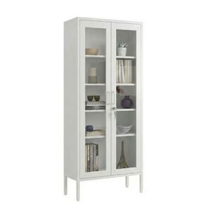 STEELEN COLOR Μεταλλική Ντουλάπα - Βιβλιοθήκη 80x35x190cm Πάχους 0.8mm Εσωτερικού Χώρου με Τζάμι και Πόδια White