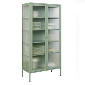 STEELEN COLOR Μεταλλική Ντουλάπα 90x55x190cm Πάχους 0.8mm Εσωτερικού Χώρου με Τζάμι και Πόδια Pastel Green