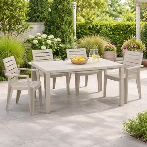 TOOMAX Σετ Τραπέζι DAVIDE + 4 Καρέκλες MAREA Όψη Φυσικού Ξύλου Warm Grey