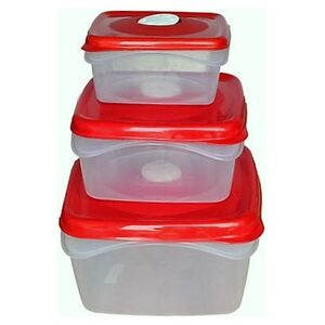 Φαγητοδοχείο Τάπερ Τετράγωνο Σετ 3 Τεμαχίων με Βαλβίδα BAMA Ιταλίας