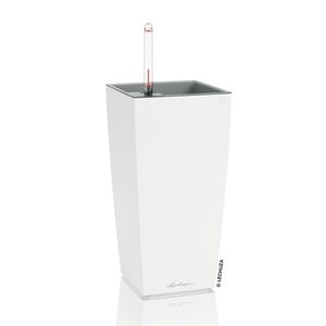 LECHUZA Maxi-Cubi Επιτραπέζια Γλάστρα 14x14x26cm Αυτοποτιζόμενη με Δοχείο Φύτευσης Λευκή Ματ Γερμανίας