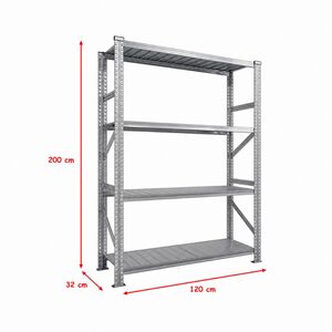 Metalsistem Dexion Γαλβανιζέ Ραφιέρα 120x32x200cm Αντοχή 180kg / Ράφι με 4 Ράφια