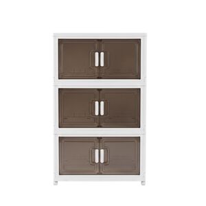 VESTA Πλαστική Ντουλάπα Αποθήκευσης 3όροφη 55x32x94cm 5kg με Ημιδάφανα Πορτάκια και Ροδάκια