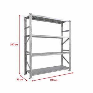 Metalsistem Dexion Γαλβανιζέ Ραφιέρα 150x32x200cm Αντοχή 170kg / Ράφι με 4 Ράφια