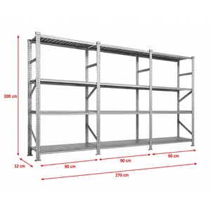 Metalsistem Dexion Γαλβανιζέ Ραφιέρα 270x32x200cm Αντοχή 195kg / Ράφι με 12 Ράφια Max Αντοχή 2340kg