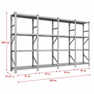 Metalsistem Dexion Γαλβανιζέ Ραφιέρα 360x32x200cm Αντοχή 160kg / Ράφι με 12 Ράφια Max Αντοχή 1920kg