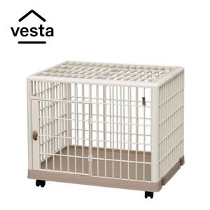 VESTA Κλουβί Περιορισμού και Περίφραξης Κατοικιδίου 81x55.5x62.5cm Πλαστικό ABS με Ρόδες 10.5kg PetCage Medium/Large Μπεζ