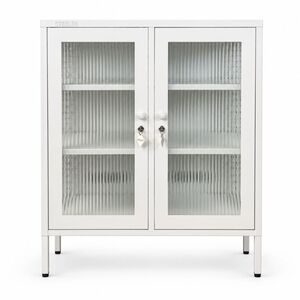 STEELEN COLOR Μεταλλική Ντουλάπα 80x40x90cm Πάχους 0.8mm Εσωτερικού Χώρου Βιτρίνα με Τζάμι και Πόδια White