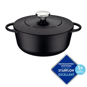 TRAMONTINA Μαντεμένια Κατσαρόλα Trento Induction Ø24cm 4lt με Εμαγιέ Εξωτερικό & Αντικολλητική Επίστρωση Starflon Excellent 3.8kg