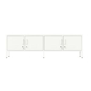 STEELEN COLOR Μεταλλικό Ντουλάπι -Έπιπλο Τηλεόρασης 160x45x55cm Πάχους 0.7mm Εσωτερικού Χώρου με Πόδια Cotton White