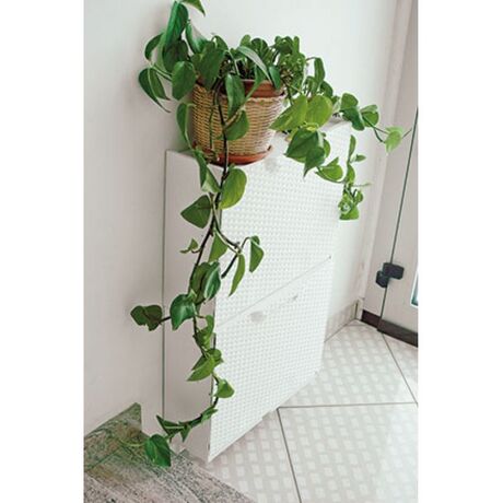 ARTPLAST Ιταλίας Παπουτσοθήκη Πλαστική Συναρμολογούμενη 51x17.3x41cm για 3 Ζευγάρια 2.5kg UNIKA Λευκή RATTAN Ανάγλυφη Πλέξη