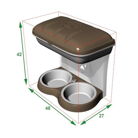 Ταΐστρα-Ποτίστρα Σκύλων 2σε1 48x27x42cm Μπεζ-Καφέ BAMA Ιταλίας