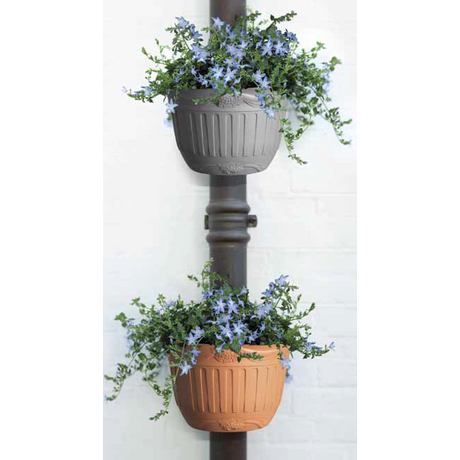 Γλάστρα Ημικυκλική Τοίχου Ø26x14x16 Γκρι Σετ 2 Τεμαχίων