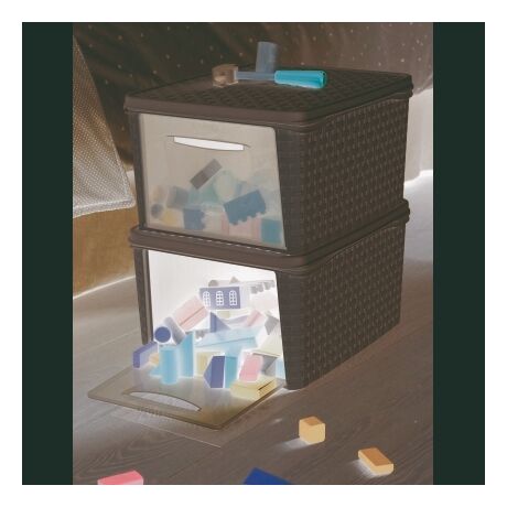 BAMA Ιταλίας Κουτί Αποθήκευσης 31x40x22cm Πλαστικό 20lt RATTAN Λευκό