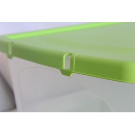 Κουτί Αποθήκευσης 59x40x30cm Πλαστικό 52lt Βάρος 1.25kg με 4 Ρόδες Διάφανο με Λαχανί Καπάκι Ελλάδας