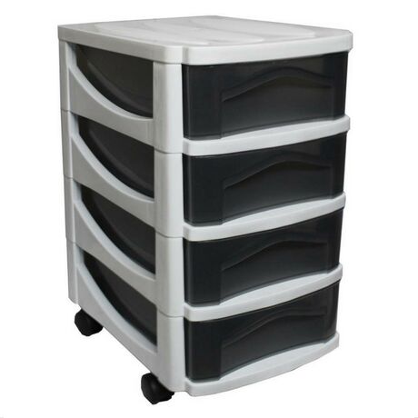 BAMA Ιταλίας Πλαστική Συρταριέρα 30x40x51cm 4όροφη Γραφείου με Ρόδες Λευκό-Διάφανο