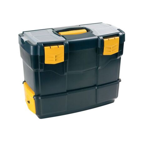 Εργαλειοθήκη Αποσπώμενη 2σε1 Επαγγελματική Πλαστική 40x21x34cm (18.5'') 2όροφη με 2 Ταμπακιέρες και Χειρολαβή Βάρος 2.38kg Μαύρο-Πορτοκαλί Artplast Ιταλίας