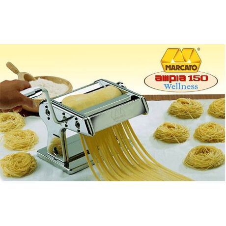 MARCATO Ιταλίας AMPIA150 Μηχανή Φύλλου και Ζυμαρικών Ιταλίας 20x18.5x13cm Επιχρωμιωμένο Ατσάλι MAX Πλάτος Ζύμης 15cm Βάρος 2.5kg