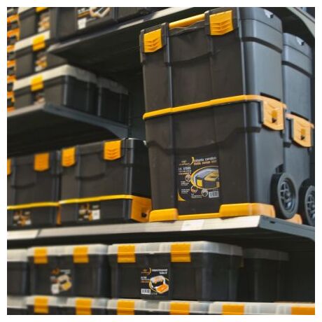 Εργαλειοθήκη Τροχήλατη Αποσπώμενη 2σε1 Επαγγελματική Πλαστική 46x27x67cm (29'') 2όροφη με 2 Ταμπακιέρες και Χειρολαβή Βάρος 4.73kg Μαύρο-Πορτοκαλί Artplast Ιταλίας