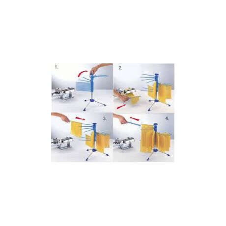 MARCATO Ιταλίας Στεγνωτήρι Ζυμαρικών Design με 16 Ράβδους MAX Αντοχή 2kg Βάση Αλουμινίου-Πλαστικοί Ράβδοι Μπλε