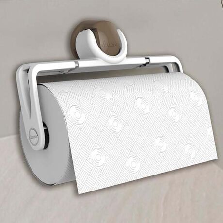 BAMA Ιταλίας Βάση Χαρτιού Κουζίνας Πτυσσόμενη 25.1x5x16.2cm Πλαστική Επιτοίχια Λευκή-Καφέ